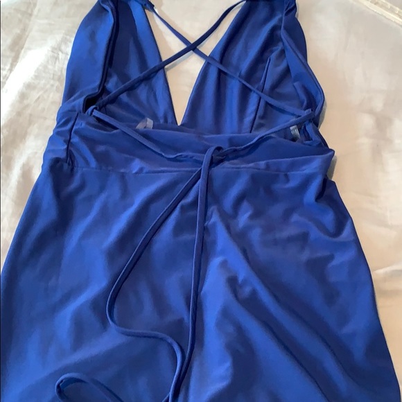 Royal Blue Long Dress with Slit - Picture 5 of 7